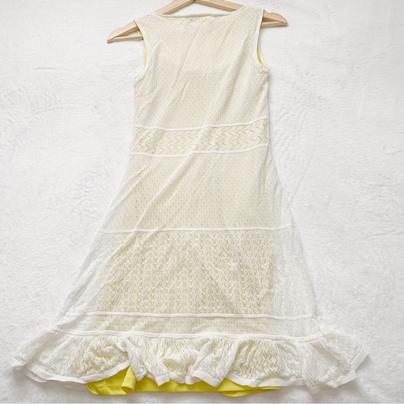 White Crocheted Lace Dress with Contrasting Slip - Picture 7 of 9